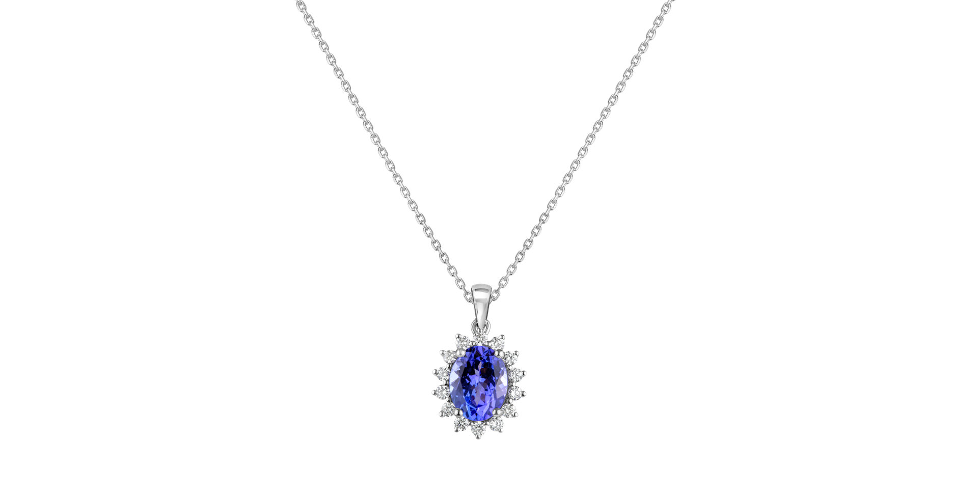 Diamond pendant with Tanzanite Princess Sparkle