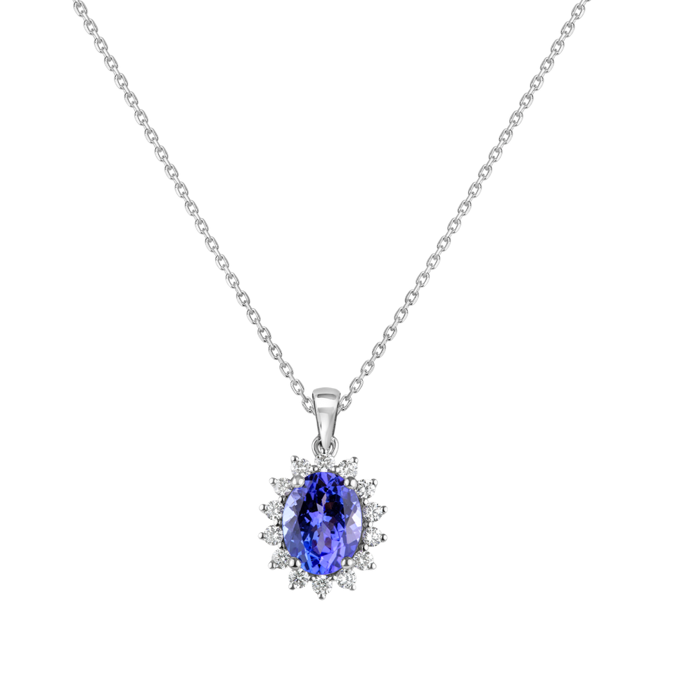Diamond pendant with Tanzanite Princess Sparkle