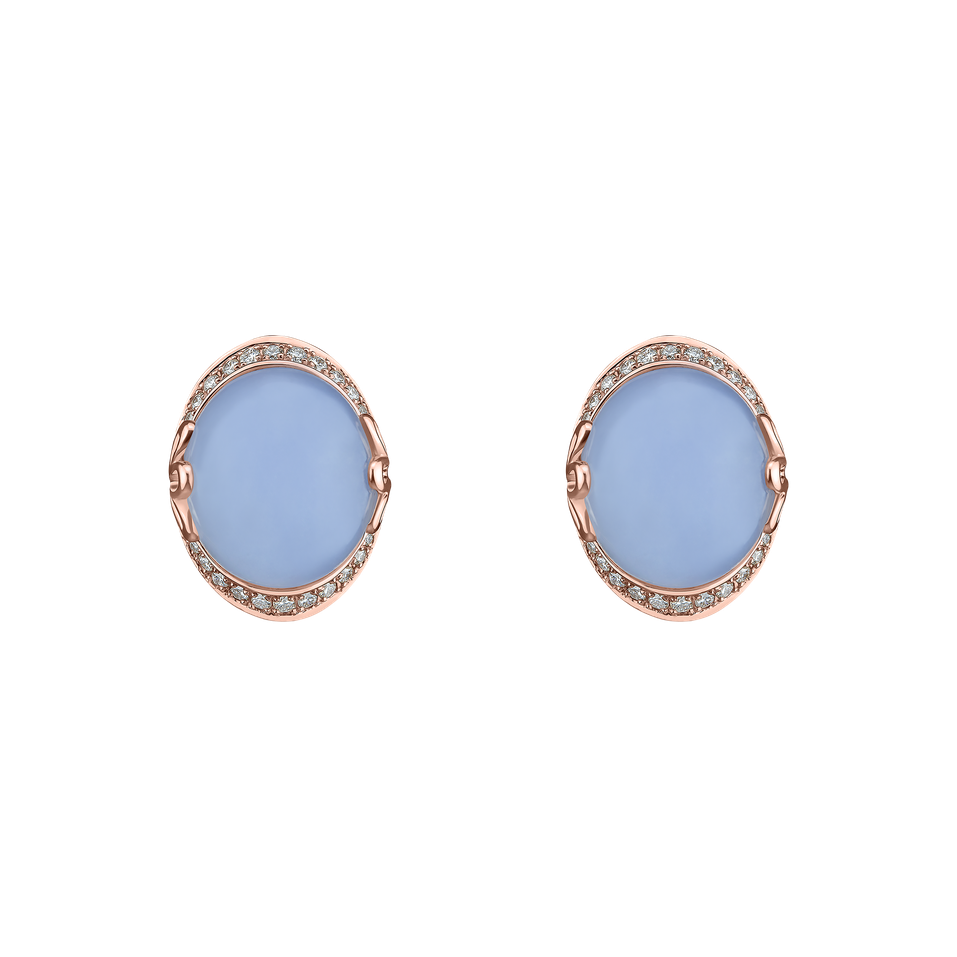 Diamond earrings with Chalcedony Petal Capture