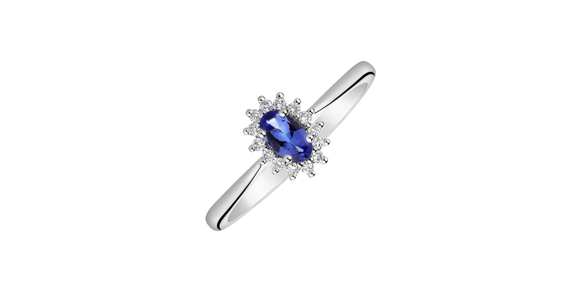 Diamond ring with Tanzanite Princess Sparkle