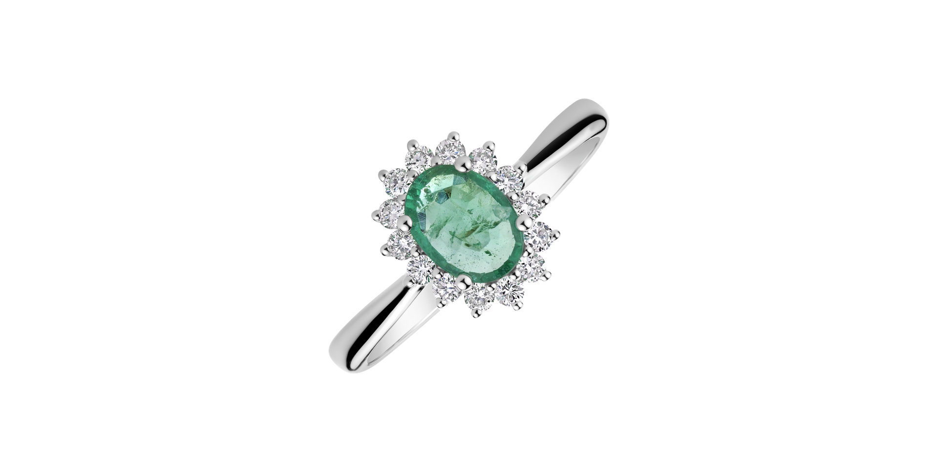 Diamond ring with Emerald Princess Sparkle