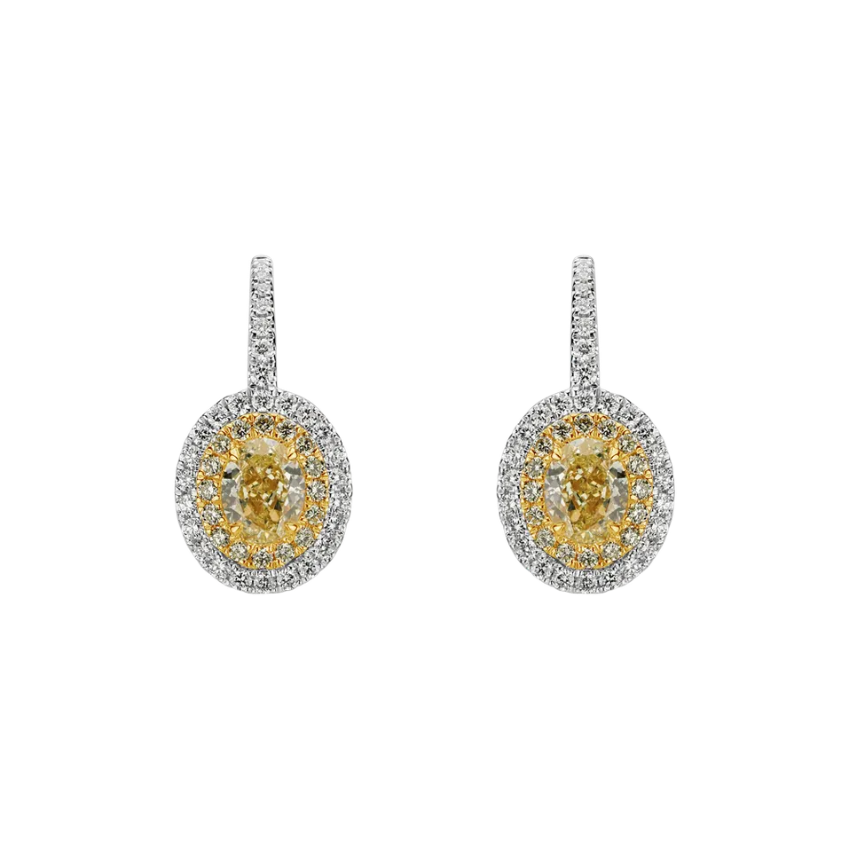 Earrings with yellow and white diamonds Glossy Sun