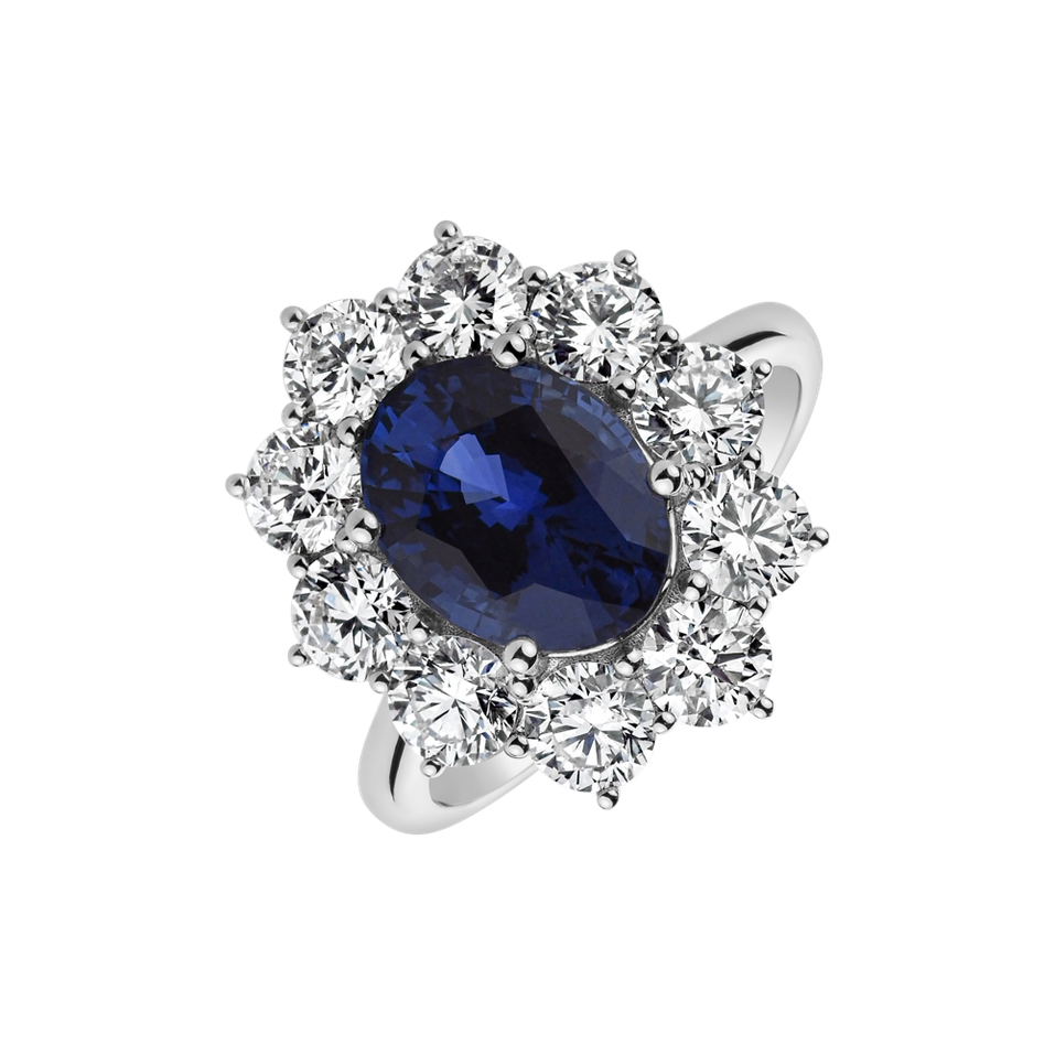 Diamond ring with Sapphire Sky Goddess