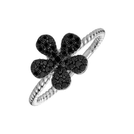 Ring with black diamonds Sun Daisy