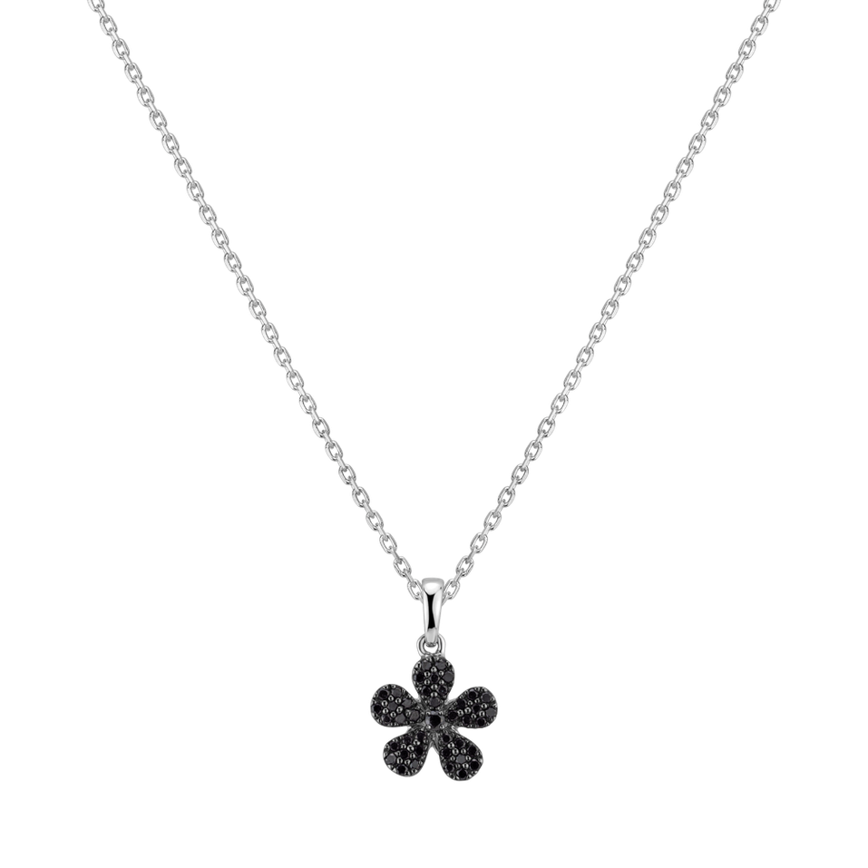 Pendant with black diamonds Flower Message