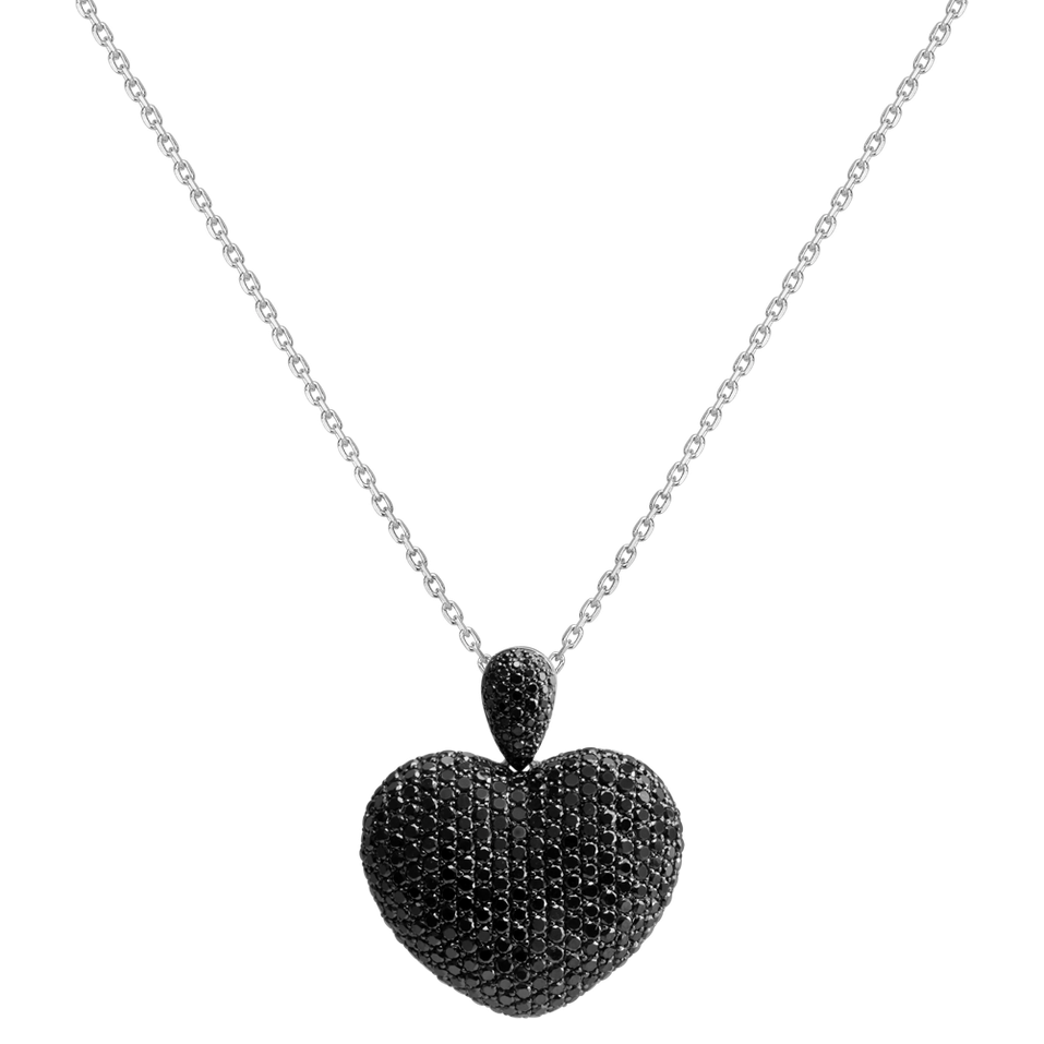 Pendant with black diamonds Heart Brilliance