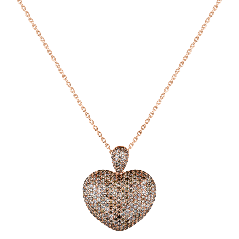 Pendant with brown diamonds Heart Brilliance