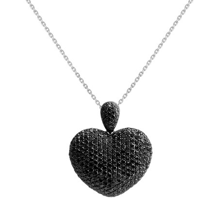 Pendant with black diamonds Heart Brilliance