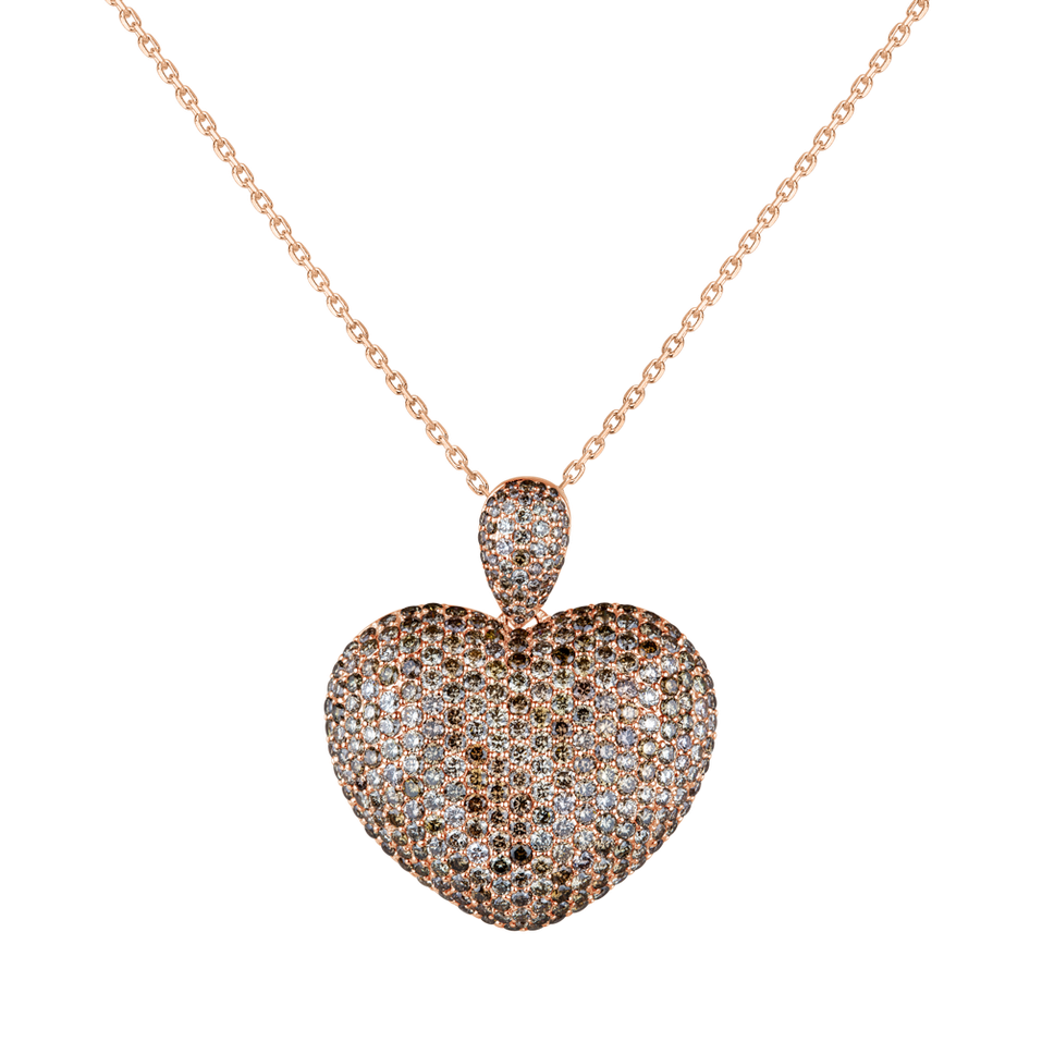 Pendant with brown diamonds Heart Brilliance