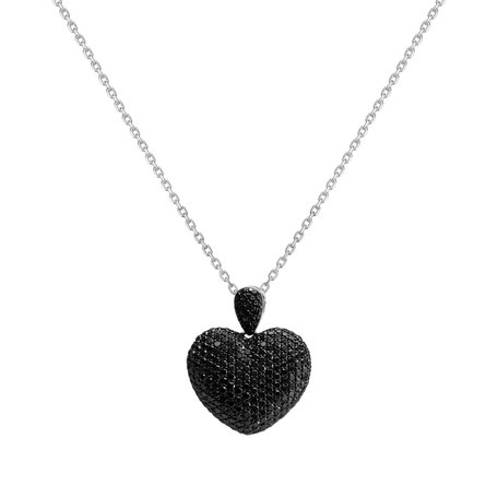 Pendant with black diamonds Heart Brilliance