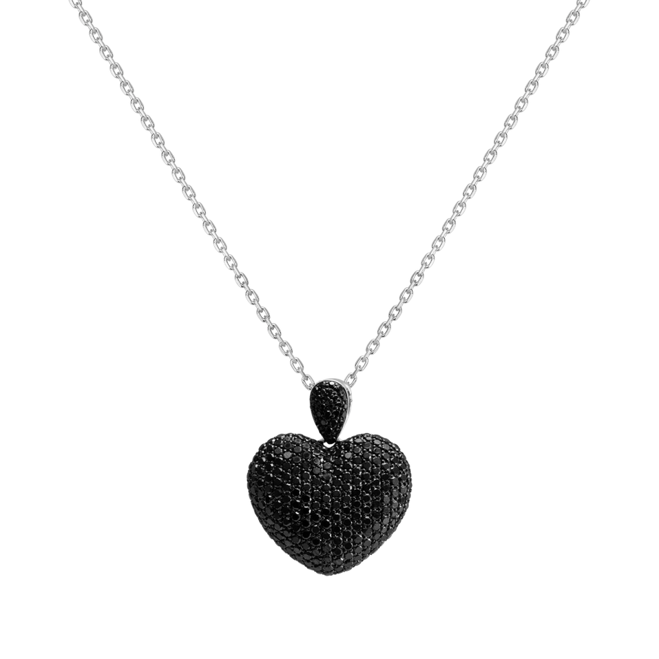 Pendant with black diamonds Heart Brilliance