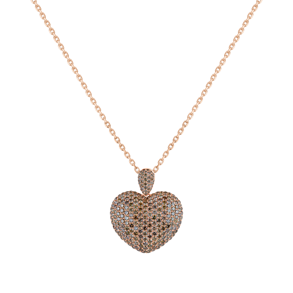 Pendant with brown diamonds Heart Brilliance