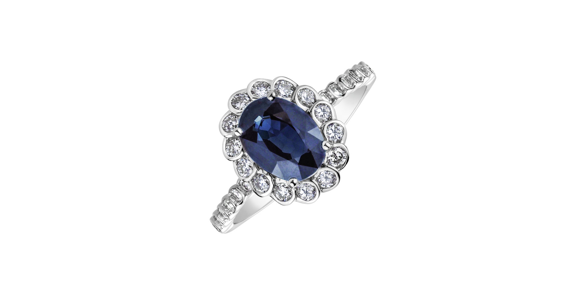 Diamond ring with Sapphire Princess Glamour