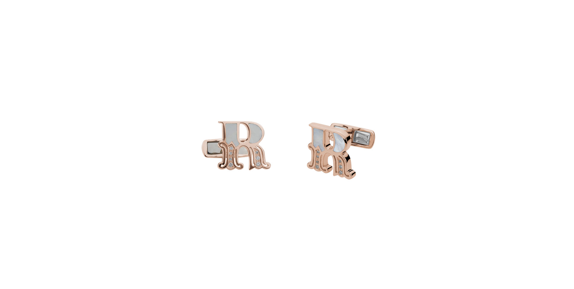 Diamond Cufflinks with Mother of Pearl Relevance Letter