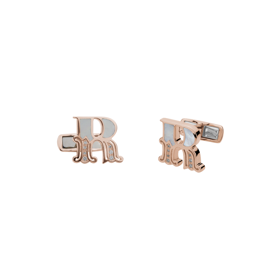 Diamond Cufflinks with Mother of Pearl Relevance Letter
