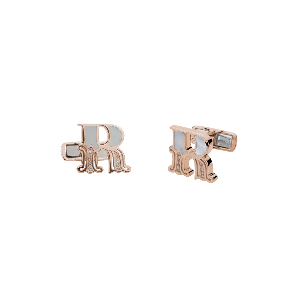 Diamond Cufflinks with Mother of Pearl Relevance Letter