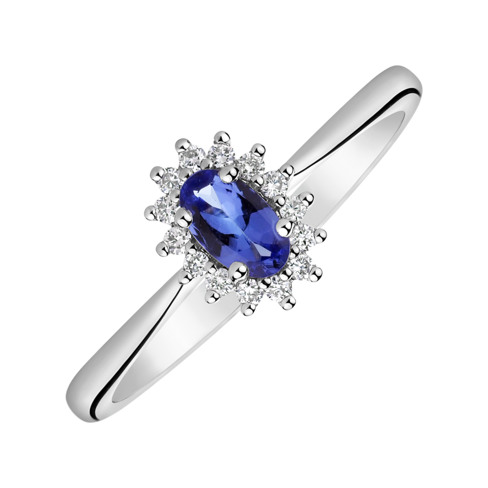 Diamond ring with Tanzanite Princess