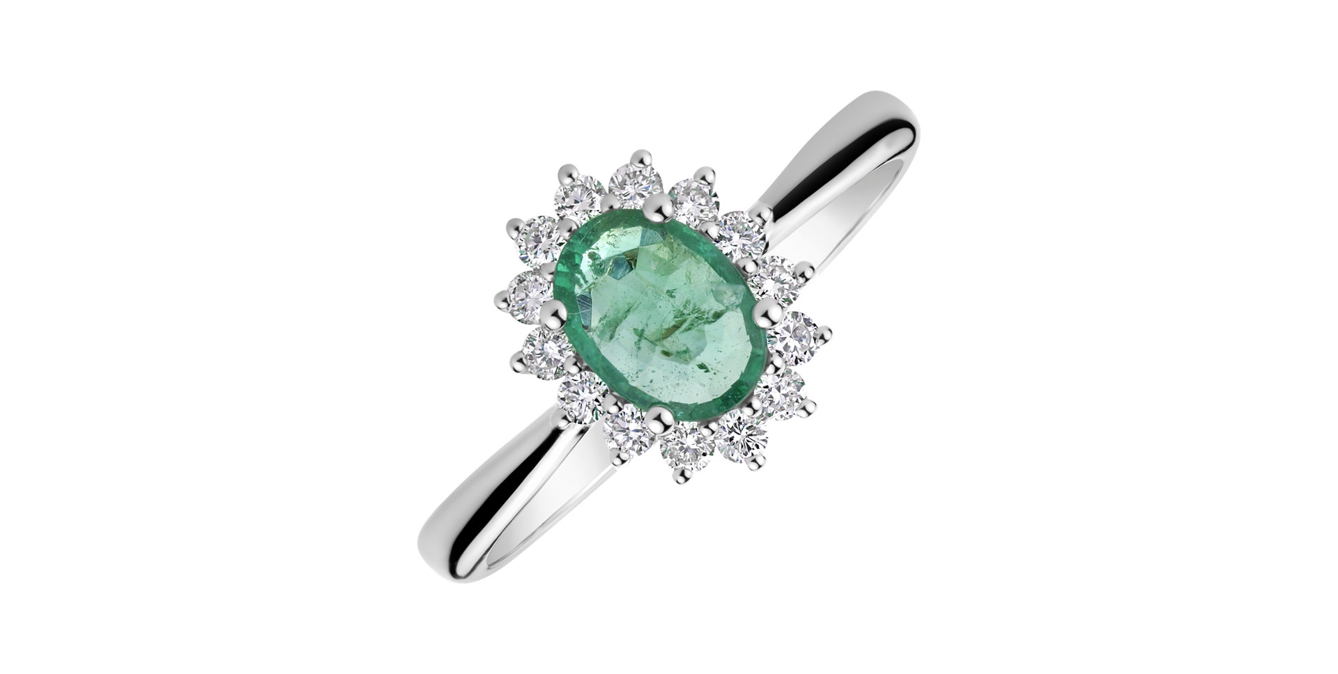 Diamond ring with Emerald Princess