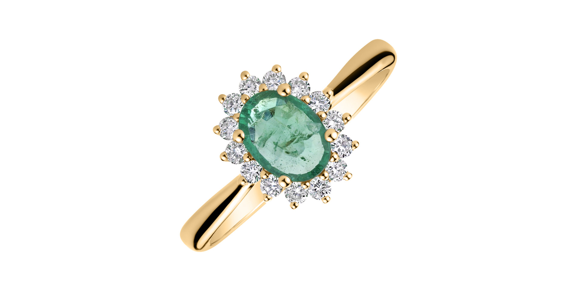 Diamond ring with Emerald Princess