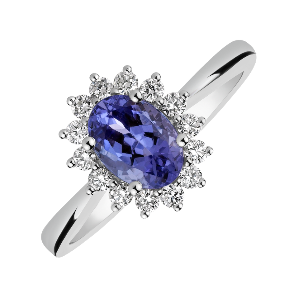 Diamond ring with Tanzanite Princess