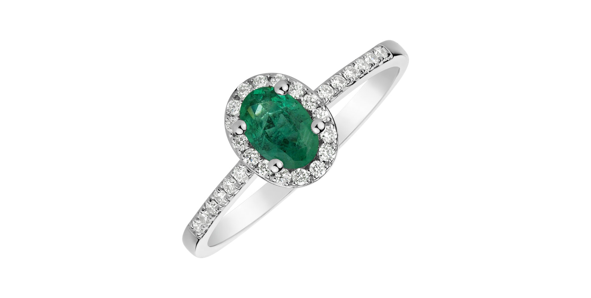 Diamond ring with Emerald Princess