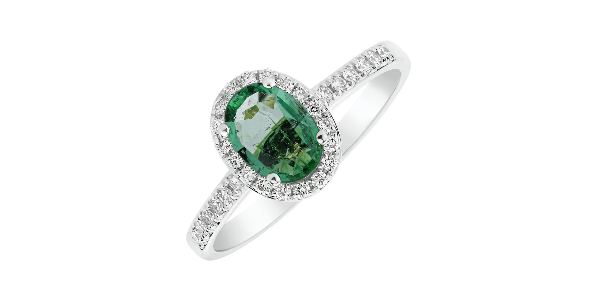 Diamond ring with Emerald Princess