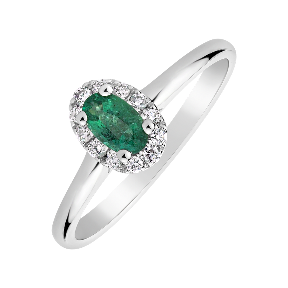 Diamond ring with Emerald Princess