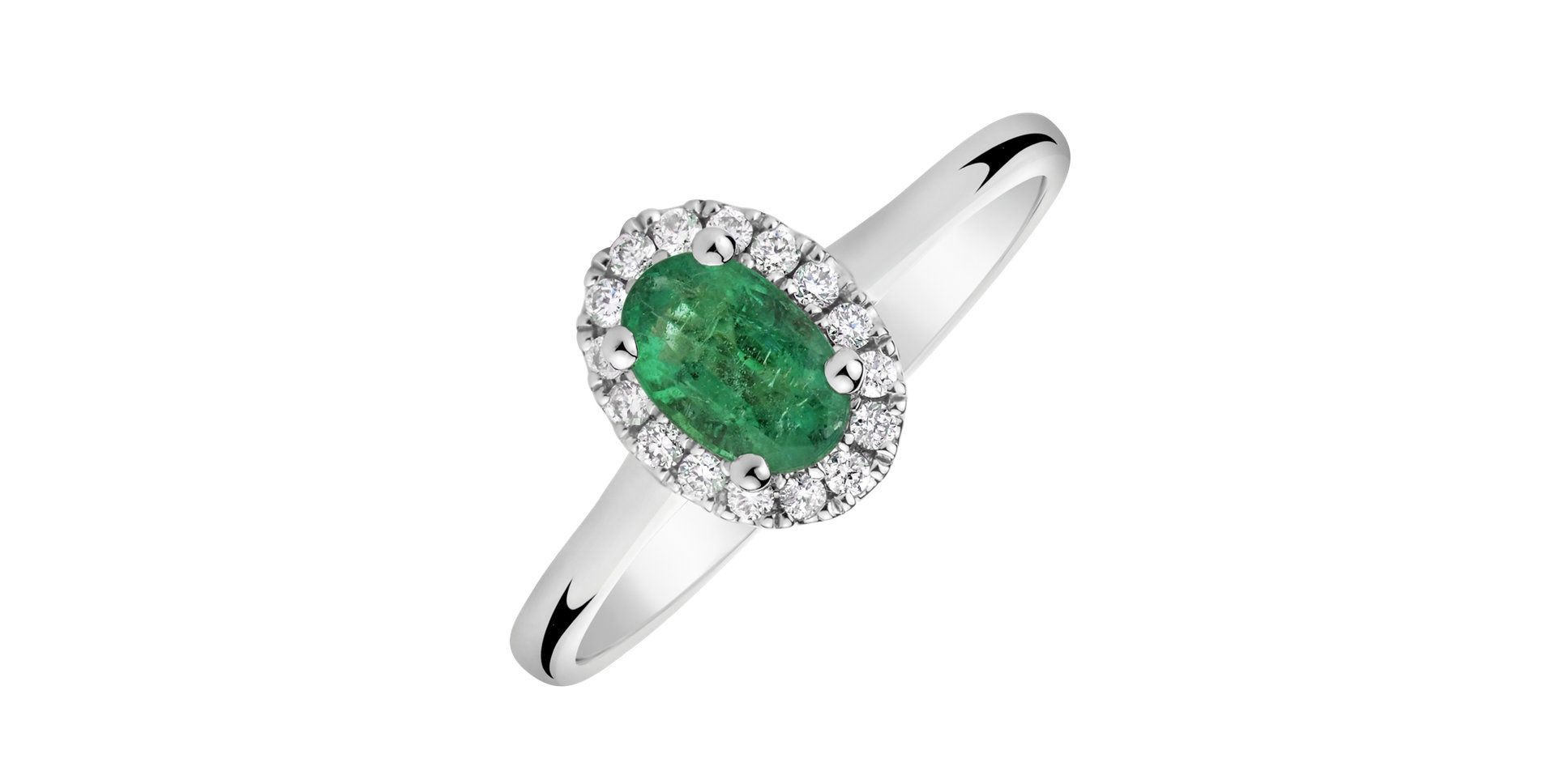Diamond ring with Emerald Princess