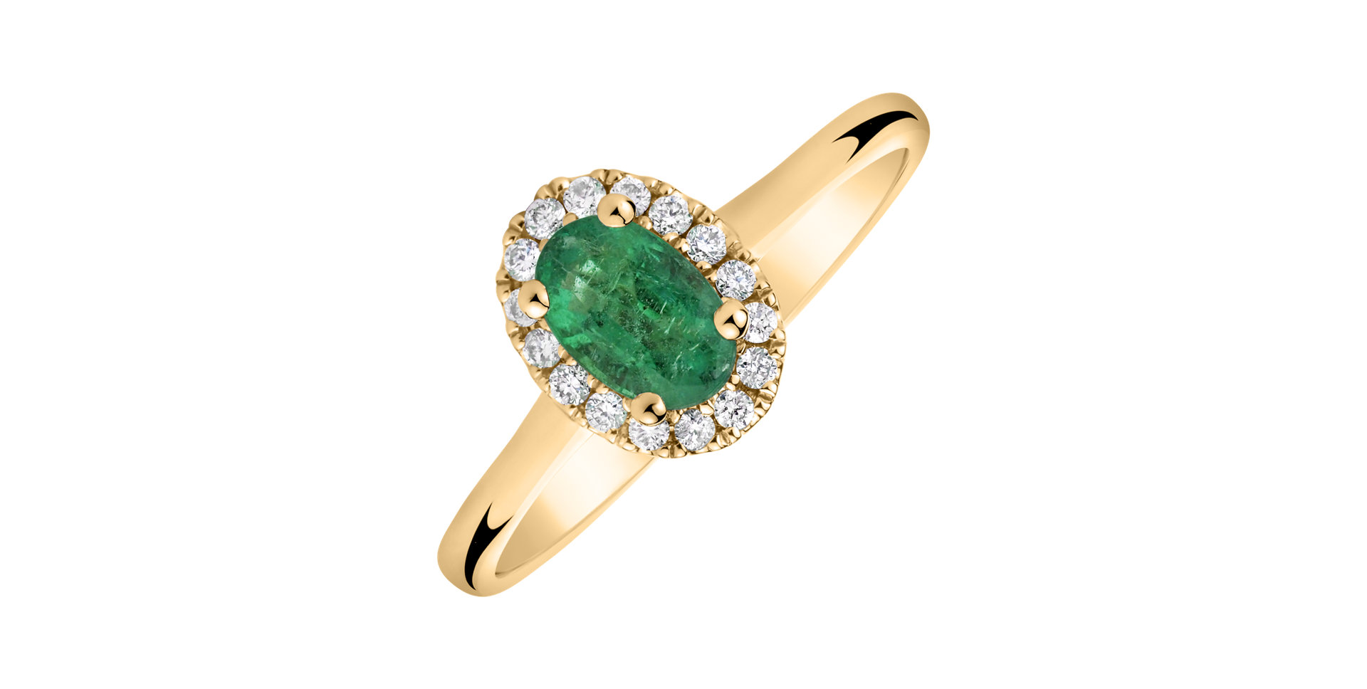 Diamond ring with Emerald Princess