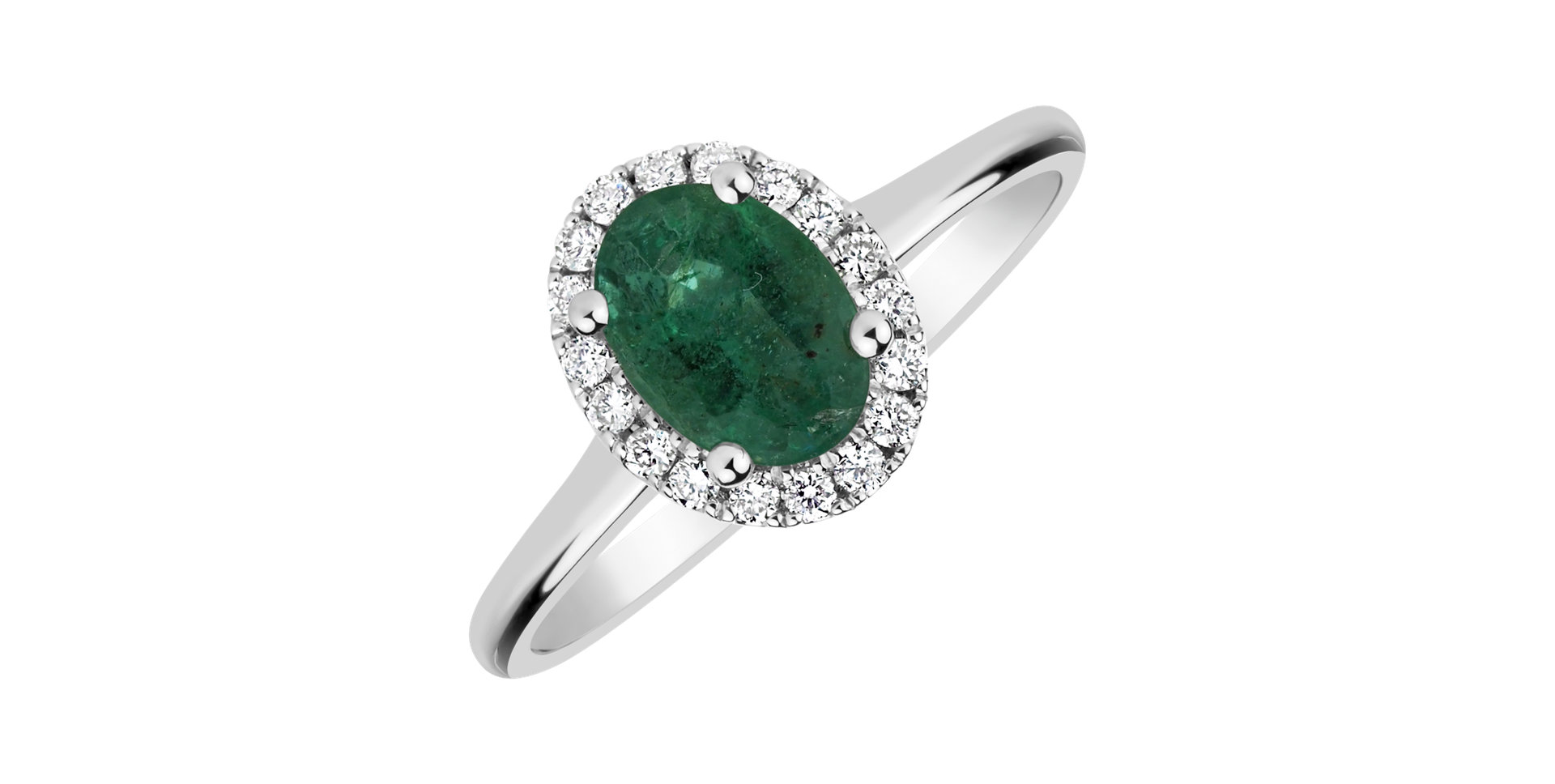 Diamond ring with Emerald Princess
