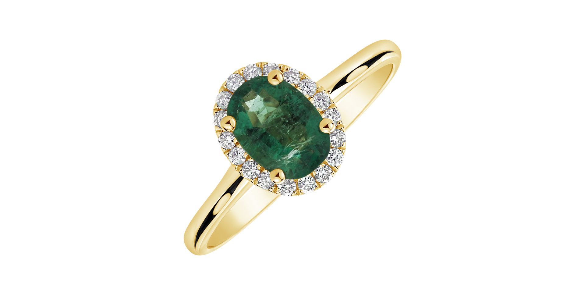 Diamond ring with Emerald Princess