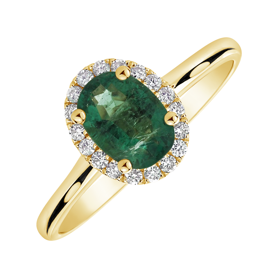 Diamond ring with Emerald Princess