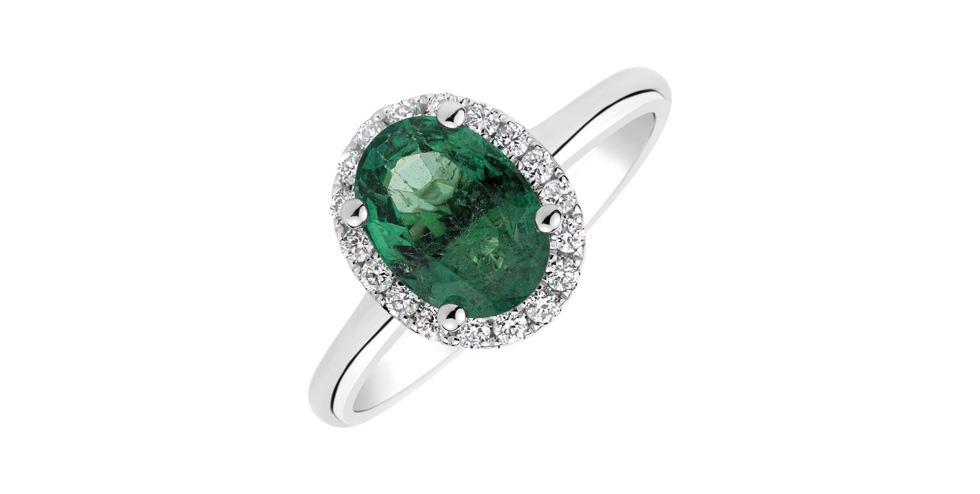 Diamond ring with Emerald Princess