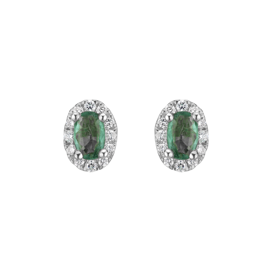 Diamond earrings with Emerald Princess