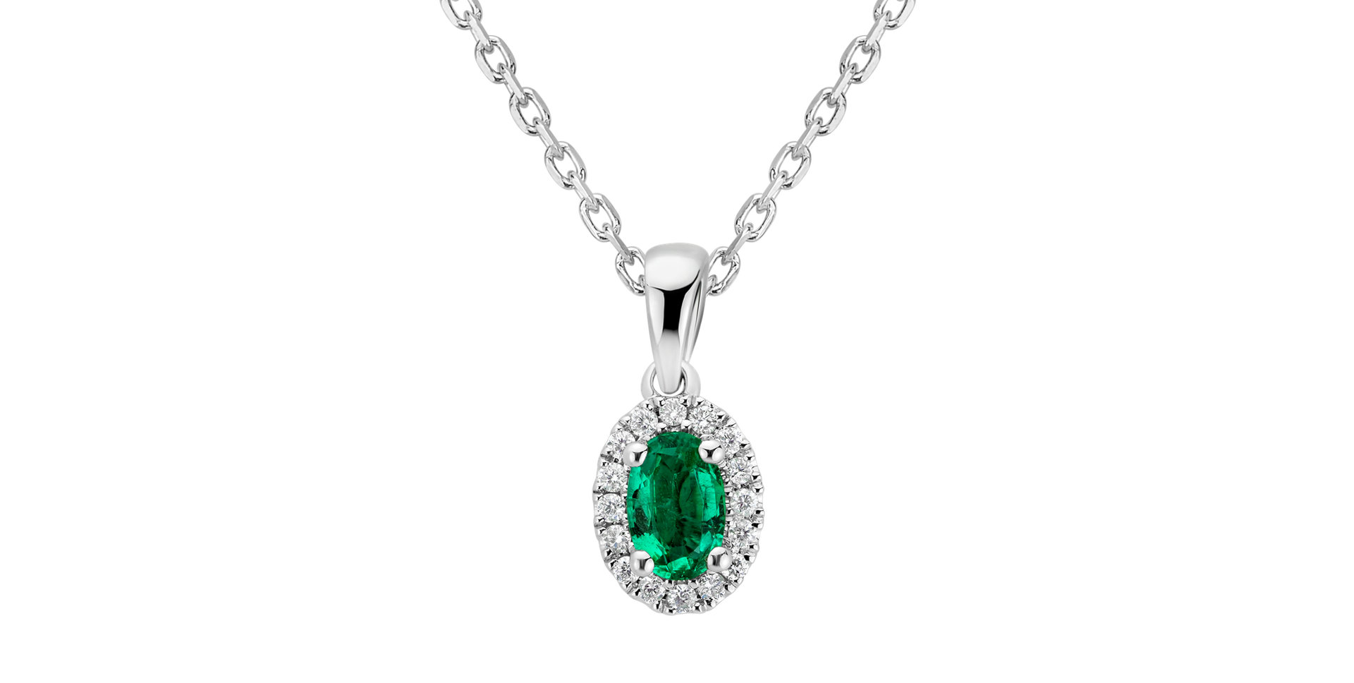 Diamond pendant with Emerald Princess