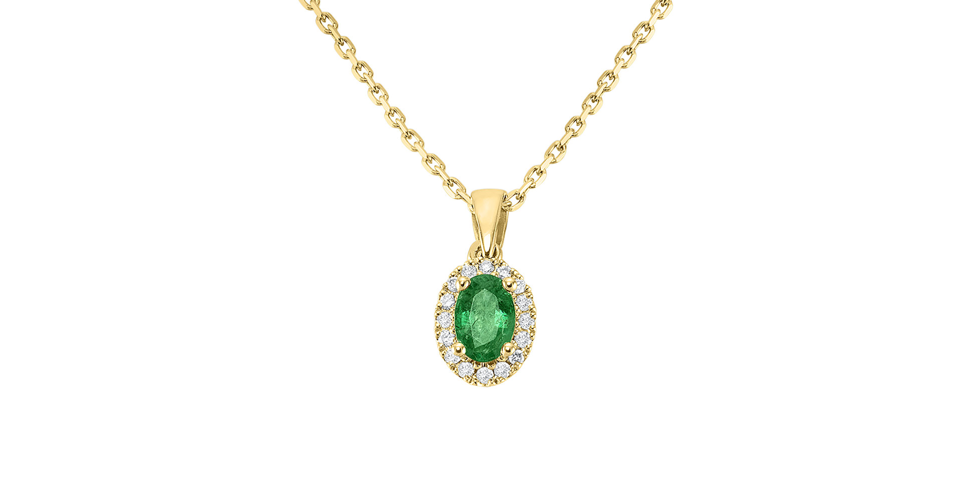 Diamond pendant with Emerald Princess
