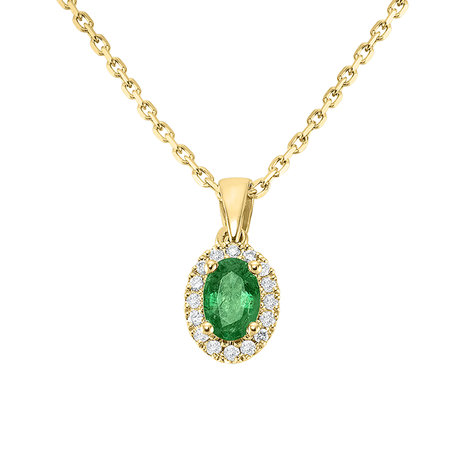Diamond pendant with Emerald Princess