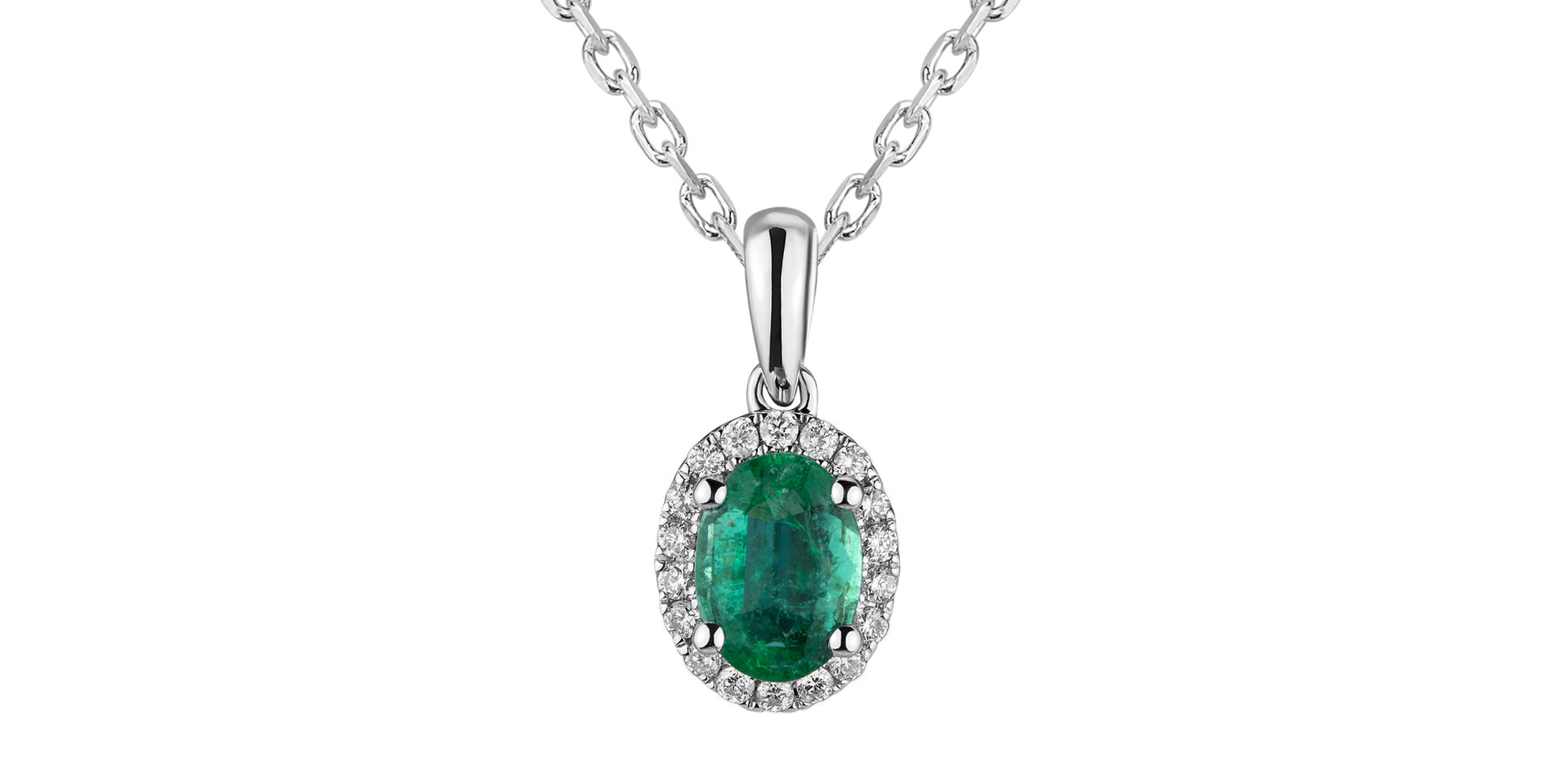 Diamond pendant with Emerald Princess
