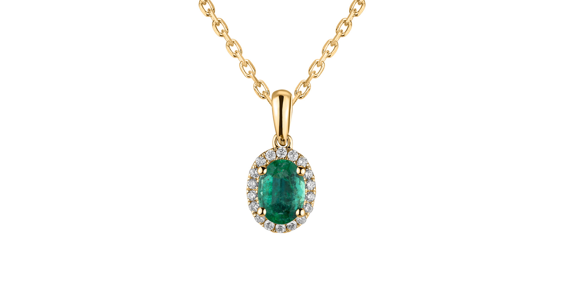Diamond pendant with Emerald Princess