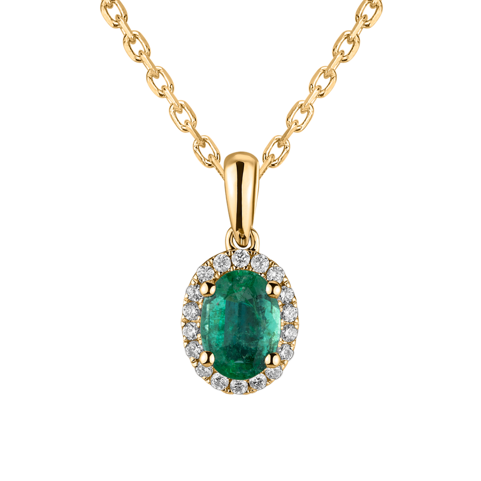 Diamond pendant with Emerald Princess