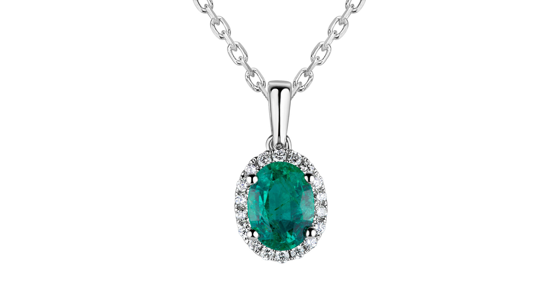 Diamond pendant with Emerald Princess
