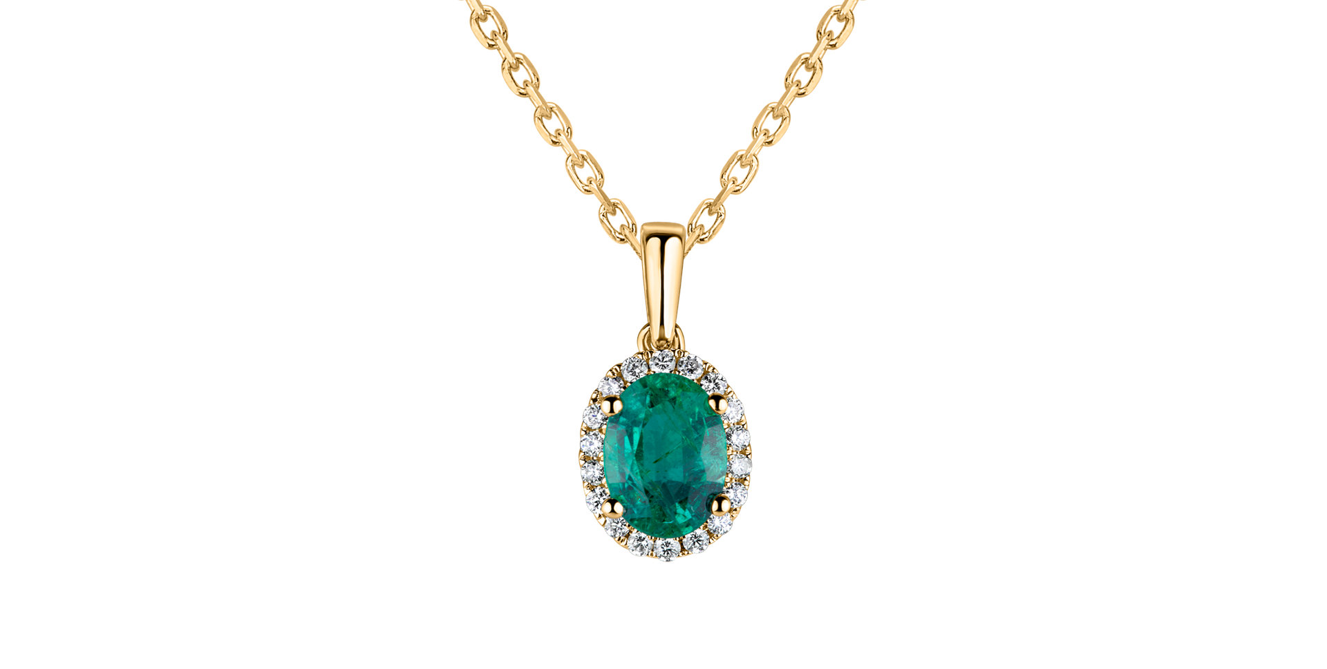Diamond pendant with Emerald Princess