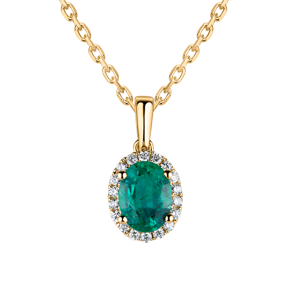 Diamond pendant with Emerald Princess