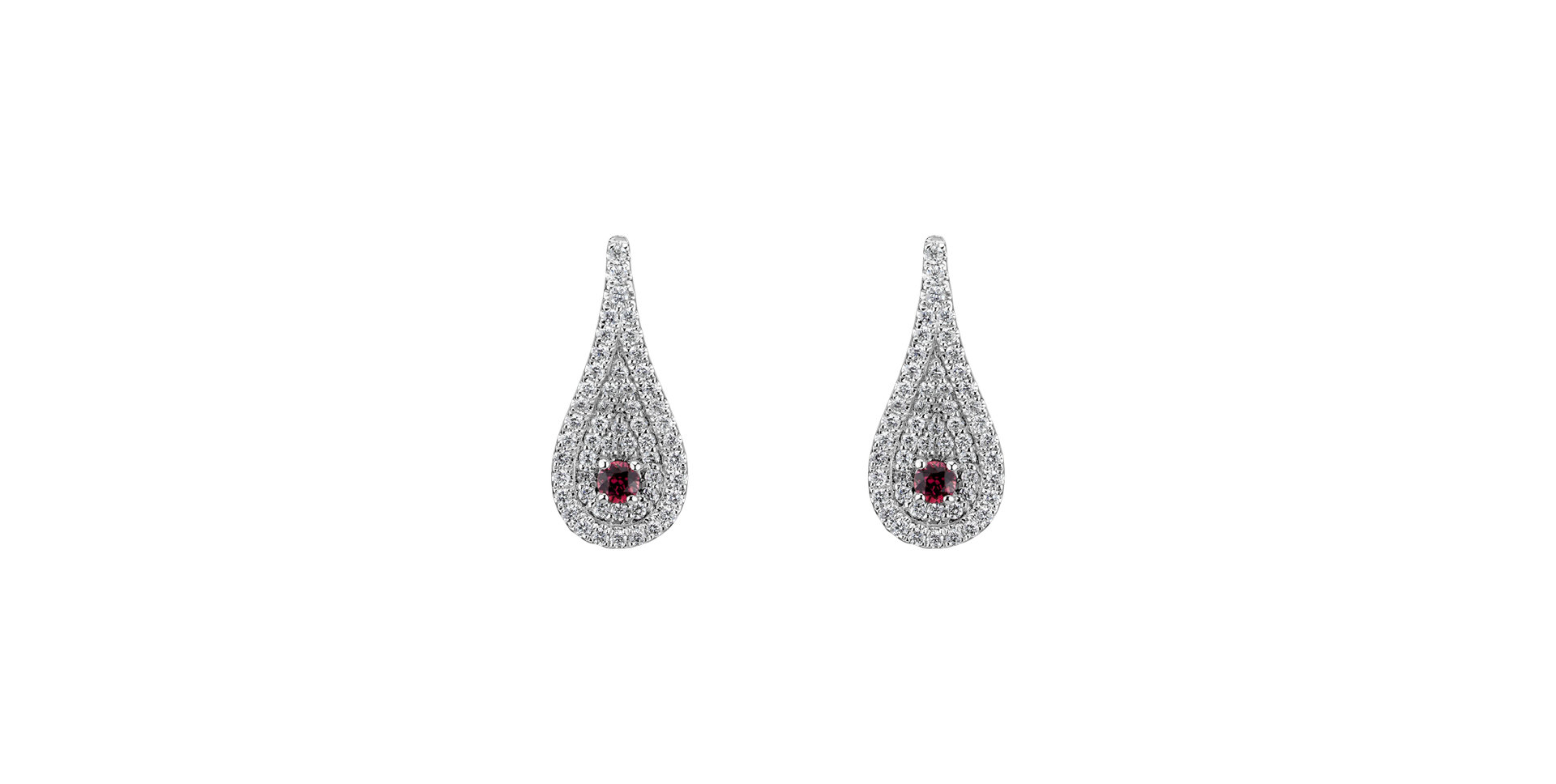 Diamond earrings with Rhodolite Tears of Joy