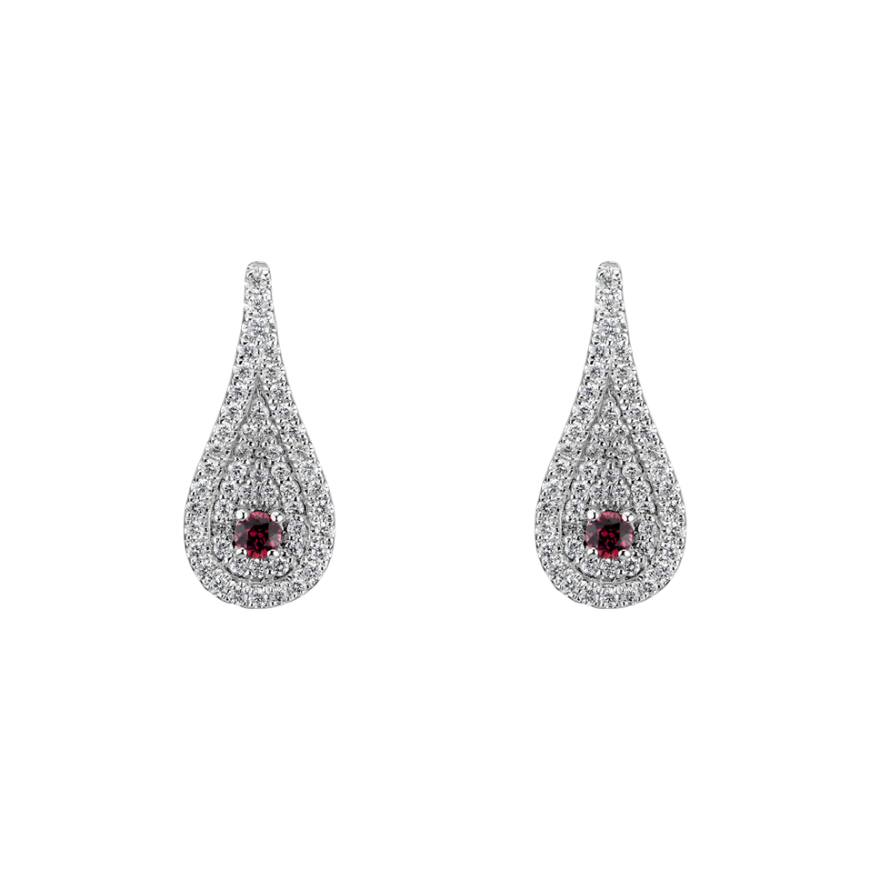 Diamond earrings with Rhodolite Tears of Joy