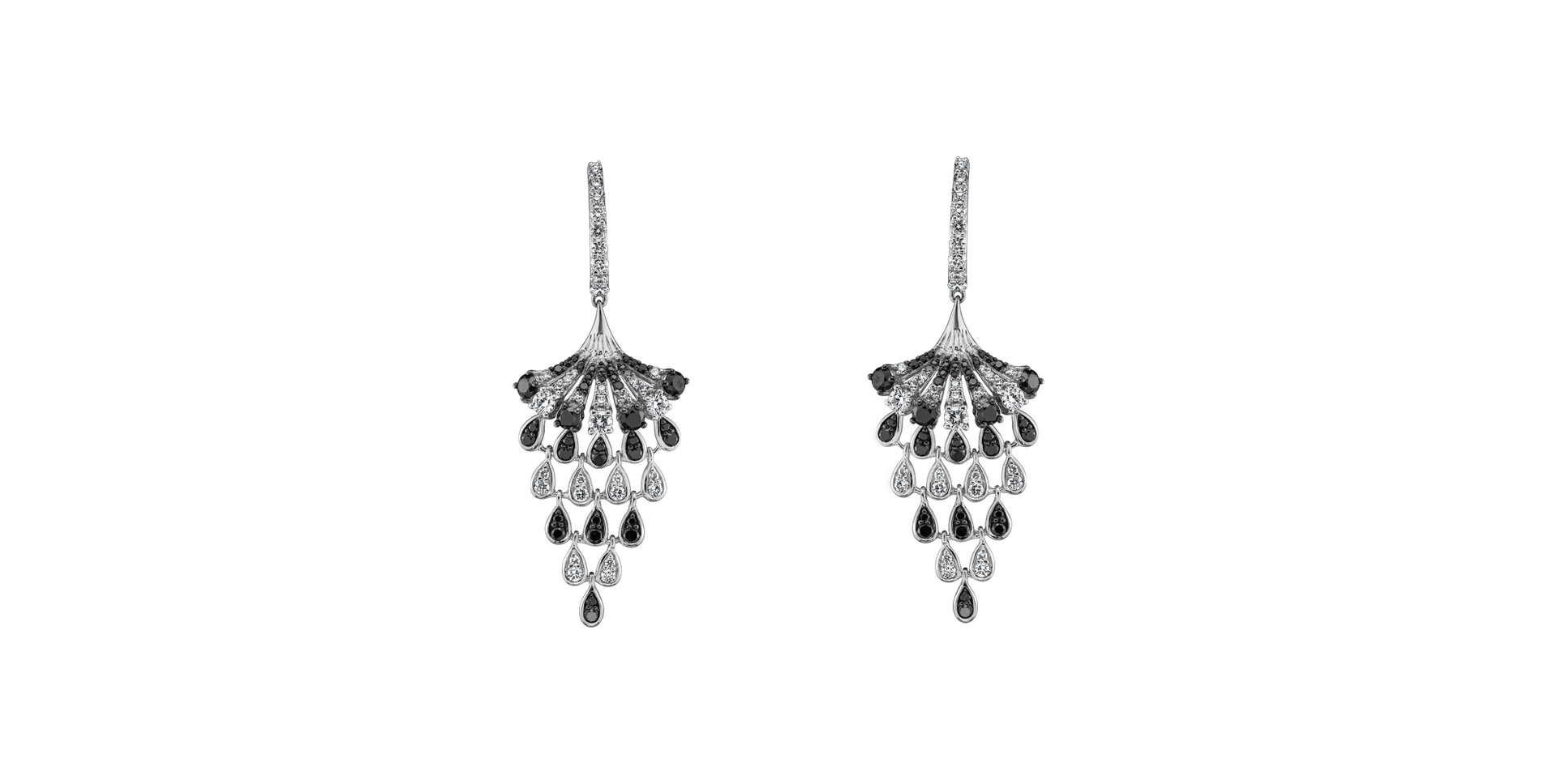 Earrings with black and white diamonds Royal Mesh