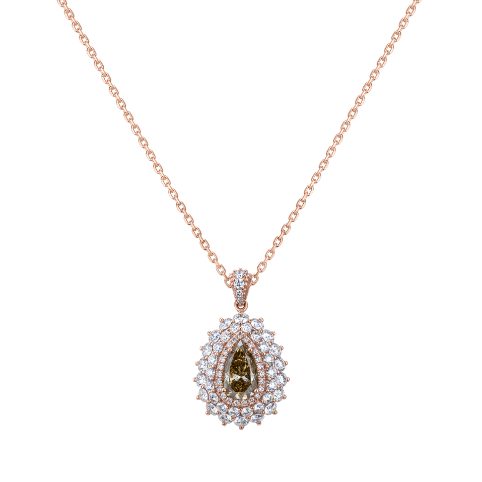 Pendant with brown and white diamonds Royal Tear