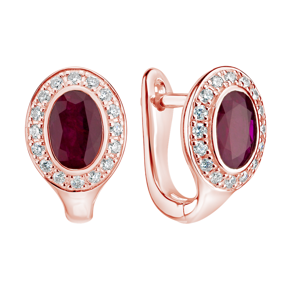 Diamond earrings with Ruby Lucky Ruby