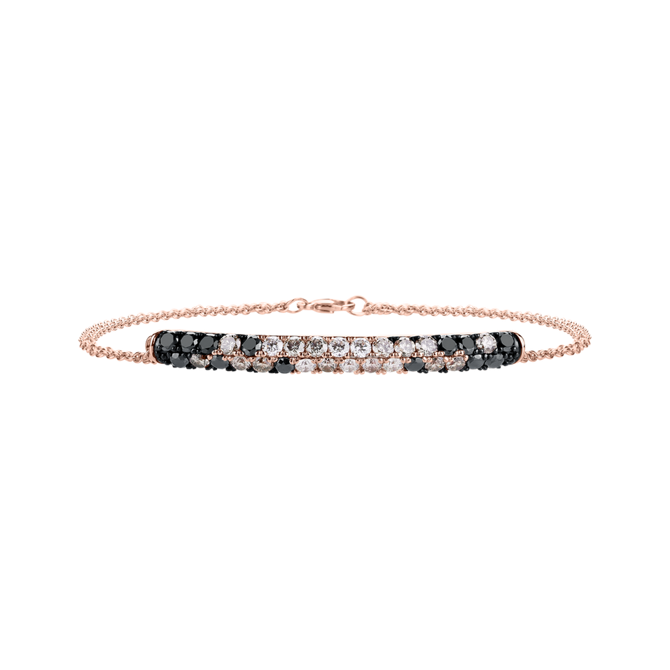 Bracelet with white, black and brown diamonds Inferno Spark