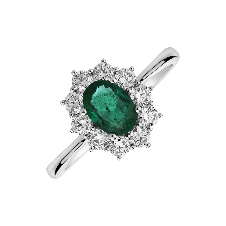 Diamond ring with Emerald Princess Joy